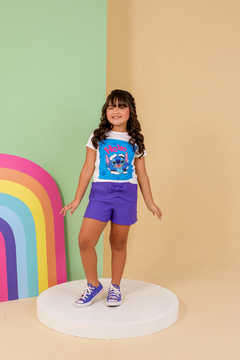 Conjunto malha short stitch azul na internet