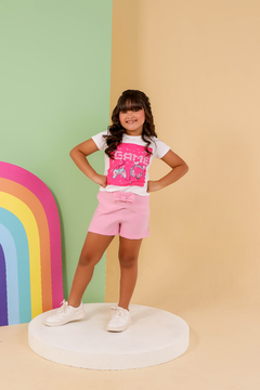 Conjunto malha short game rosa