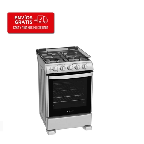 Cocina Drean CD5505AI 55 Cm Con Tapa De Vidrio Inoxidable Multigas C/ Enc. Eléctrico