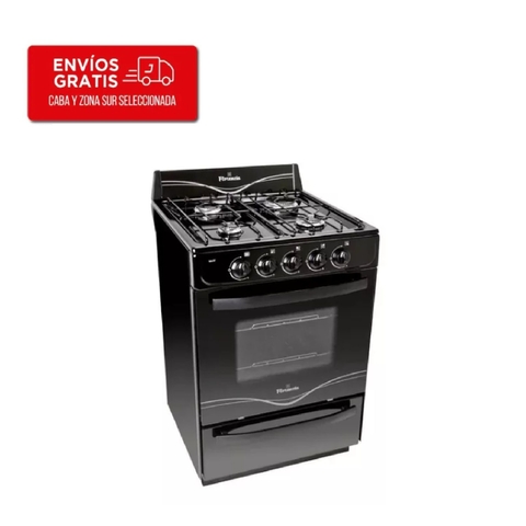 Cocina Florencia 5517F Multigas 56 Cm 4 Hornallas Negra