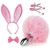 Kit Fantasia BDSM Coelho Rosa Plug Anal Grampo Tiara Gravata