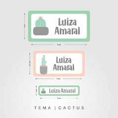 Etiqueta escolar tema cactus