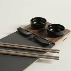 Set de sushi para 2 acacia y laja negro en internet