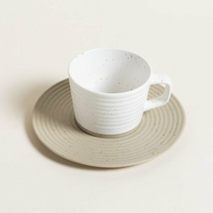 Taza con plato blanco y arena - comprar online