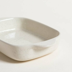 Fuente rectangular ceramica puntitos cream - comprar online