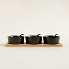 setx3 copetineros ceramica negra con base de bamboo