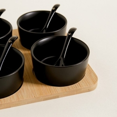 setx4 copetineros ceramica negra con base de bamboo - comprar online