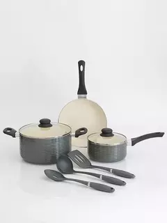 Bateria de cocina oster 8 piezas grey - comprar online