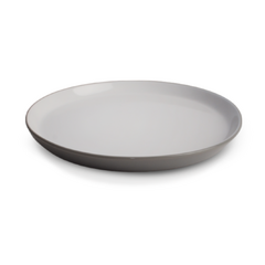 Set x6 platos playos blanco borde gris brillante - comprar online