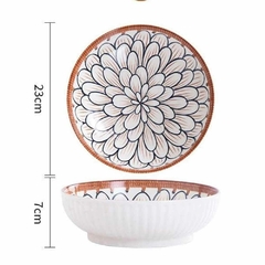 Plato de cerámica hondo vintage flor de otoño - Magnolias