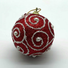 Set x6 bolas con perlas 6cm rojas - Magnolias