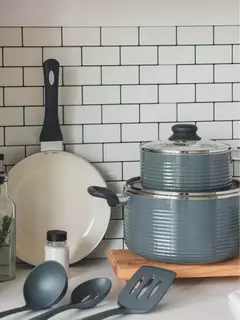 Bateria de cocina oster 8 piezas grey