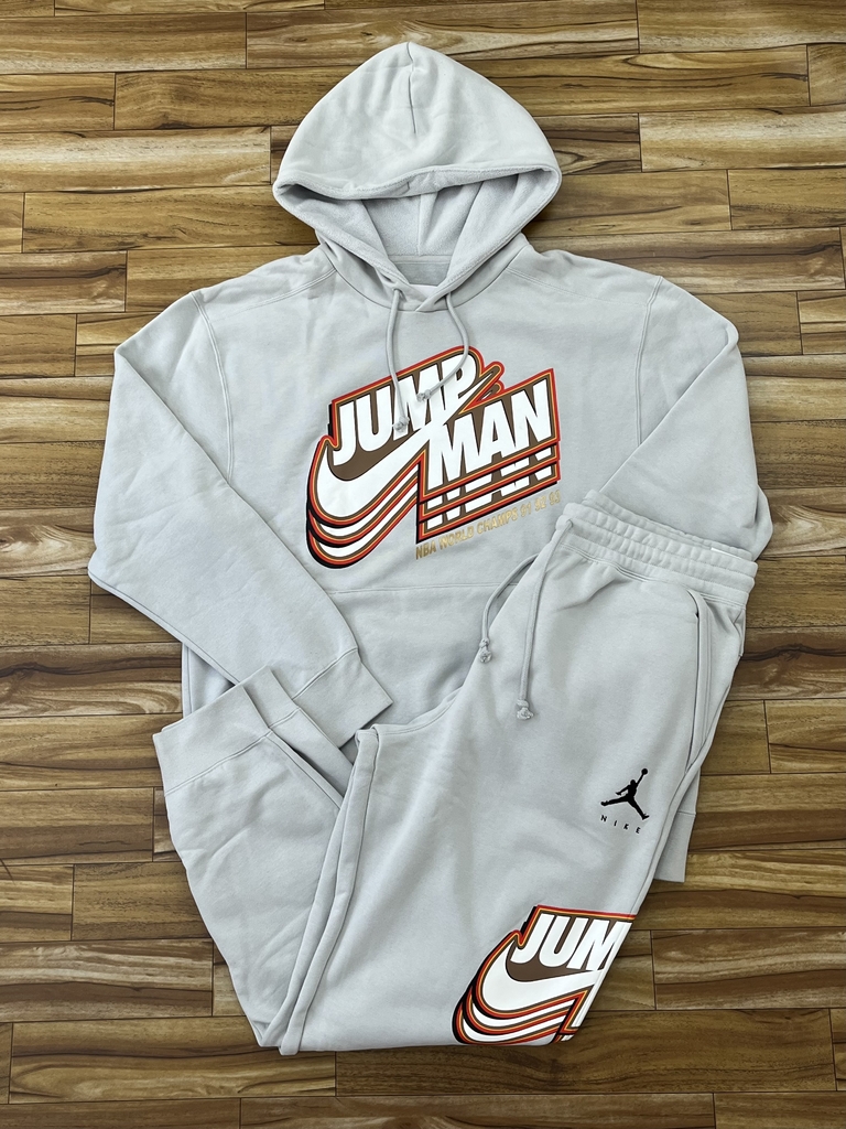 CONJUNTO JORDAN x NIKE JUMPMAN cinza tecido grosso