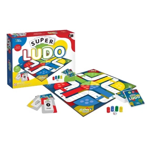 LUDO, DAMA E TRILHA - SUPER JOGOS Kit com 3 Jogos Educativos E