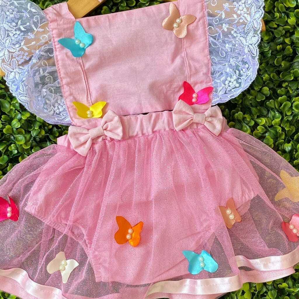 Conjunto Body Bebê Luxo Tule Lillo & Stitch Rosa