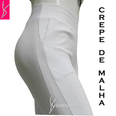 calça branca social feminina G(44), bolsos frente,crepe de malha. - comprar online