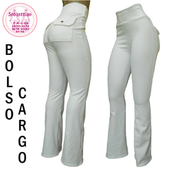 Calça branca bolso cargo, do P ao Plus Size 60/62, malha na internet