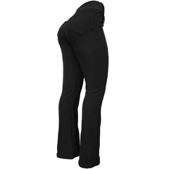 Calça feminina social preta bolsos, do P ao Plus size 64/66.