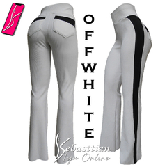 Calça flare feminina branca(offwhite) e preta, GG(46), bolsos atrás.