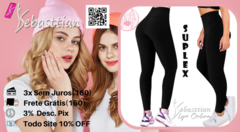 Legging preta cintura alta, do P ao plus 64/66, suplex 340 - loja online