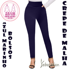 Legging azul marinho com bolsos, do P ao Plus Size 60/62 - comprar online