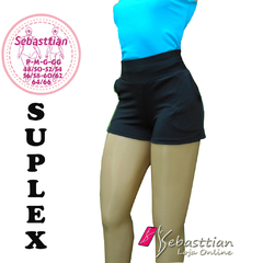 Short preta com bolsos frente, do P ao plus size 64/66, suplex. - Sebasttian-Roupas Femininas