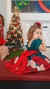 Vestido Infantil Verde Florido Com Cinto Pérolas Natal Festas - comprar online