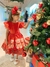 Vestido Infantil Vermelho Ursinho Flores Natal - comprar online