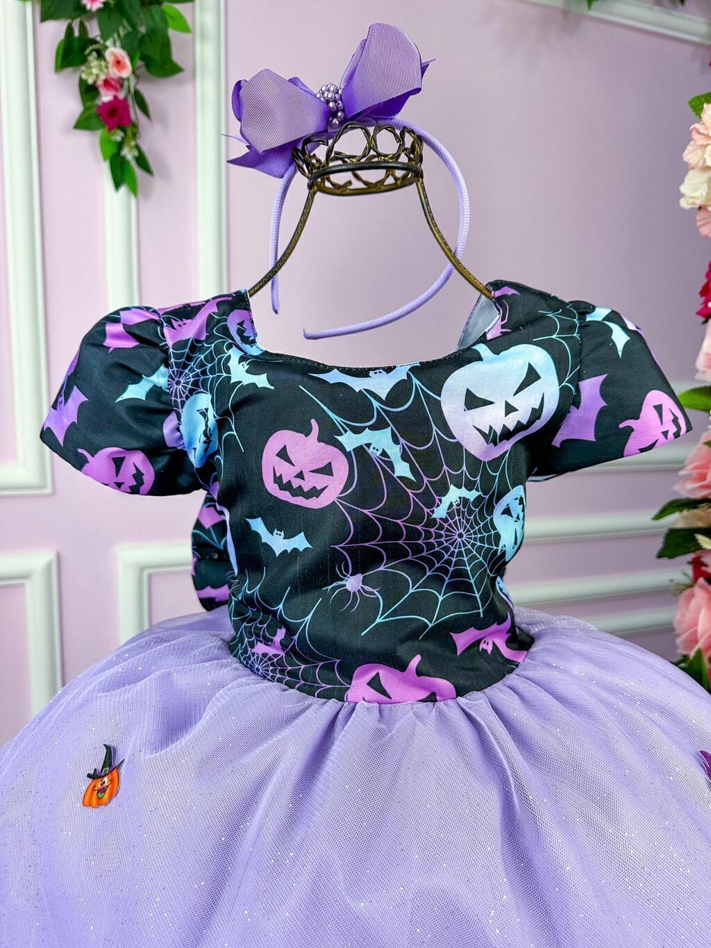 Vestido Fantasia Infantil Halloween Saia Lilás
