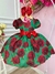 Vestido Infantil Verde Florido de Rosas Natal Festas Luxo