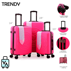 Set Valijas Trendy x3 Fucsia (20", 24" y 28")