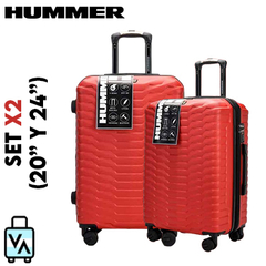 Set Valijas Hummer x2 Rojas (20" y 24")