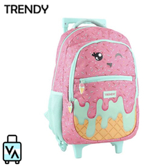 Mochila Escolar Helado Rosa Con Carro Trendy