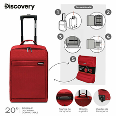 Valija Carry On Plegable Discovery Roja (20") - comprar online