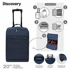 Valija Carry On Plegable Discovery Azul (20") - comprar online