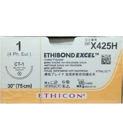 Ethibond Excel 1 Aguja Ahusada de 36 mm Hebra 75 Marca Ethicon J&J Caja con 36 Piezas