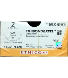 Ethibond Excel 2 Aguja de 1/2 de 40 mm V-37 Hebra 4x30 cms Marca Ethicon J&J Caja con 12 Piezas