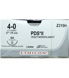 PDS*II 4-0 Aguja Ahusada CT-1 de 26 mm Hebra 70 cms Marca Ethicon Z315H Caja con 36 Piezas Caducidad Septiembre 2024