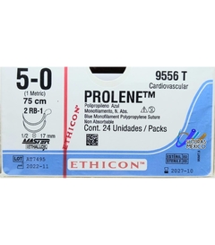 Prolene 5-0 Doble Aguja de 17 mm Hebra 75 cms Cardiovascular Marca Ethicon J&J Caja con 24 Piezas