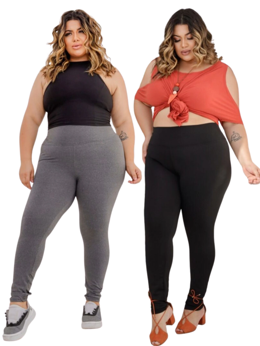 Kit 2 Calças Plus Size Suplex Cintura Alta