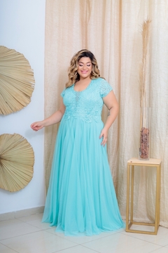 VESTIDO LONGO RENDA TULE PLUS SIZE BARCELONA