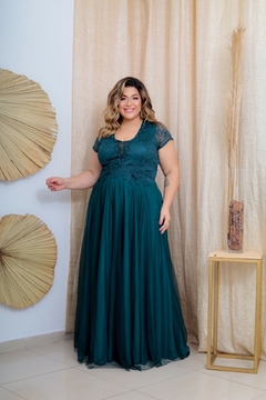 VESTIDO LONGO RENDA TULE PLUS SIZE BARCELONA