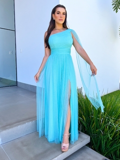 Vestido manga longa um ombro best sale so