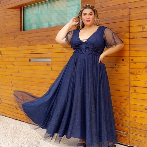 VESTIDO TULE PLUS SIZE BRILHOSO VENEZA