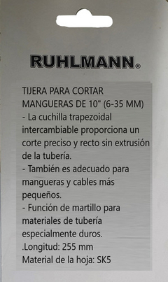 Imagen de Tijera Corta Manguera 10 PuLG Profesional 6 A 35mm Ruhlmann