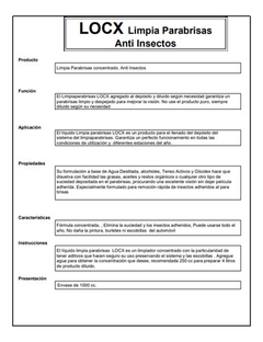 Liquido Limpia Parabrisas Anti Insectos 1 Litro Locx - comprar online