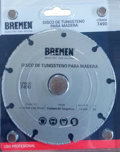 Imagen de Disco De Corte Amoladora 115mm Bremen Madera Yeso Clavo 7490