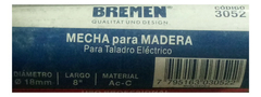 Mecha Madera Helicoidal Larga 18mm Largo 8 PuLG Bremen 3052 - comprar online