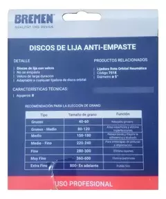 Disco Lija 5 125mm G180 X20 Roto Orbital Abrojo Bremen 7607 en internet