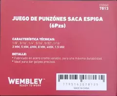 Juego Punzones Cilindrico Saca Espiga 6 Piezas Wembley 7813 - comprar online